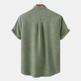 Alarie | Chemise sans col en mélange de lin chiné pour hommes