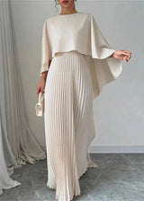 Aralisse | Robe maxi à manches chauve-souris plissées pour femmes