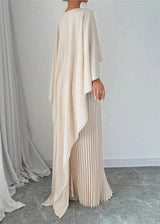 Aralisse | Robe maxi à manches chauve-souris plissées pour femmes