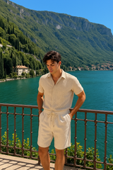 Caden | Ensemble chemise à manches courtes en velours côtelé et shorts pour hommes