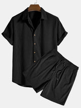 Caden | Ensemble chemise à manches courtes en velours côtelé et shorts pour hommes