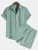 Caden | Ensemble chemise à manches courtes en velours côtelé et shorts pour hommes
