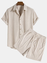Caden | Ensemble chemise à manches courtes en velours côtelé et shorts pour hommes