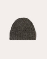 Bonnet en alpaga gris charbon avec revers | Tricot côtelé pour une chaleur et un style ultimes