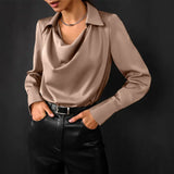 Delailah | Women’s Satin Cowl Neck Blouse