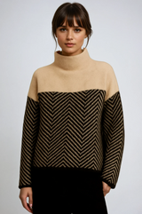 Eireann | Women’s Cashmere Chevron Turtleneck Sweater