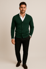 Emiliano | Men’s Cotton Blend V-Neck Cardigan