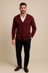 Emiliano | Men’s Cotton Blend V-Neck Cardigan