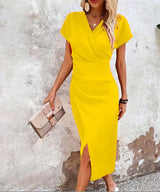 Riza | Women’s V-Neck Wrap Midi Dress
