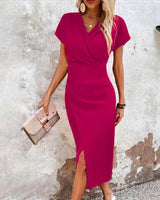 Riza | Women’s V-Neck Wrap Midi Dress