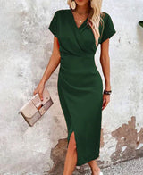 Riza | Women’s V-Neck Wrap Midi Dress