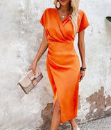 Riza | Women’s V-Neck Wrap Midi Dress