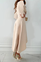 Neena | Women’s Asymmetric V-Neck Midi Dress