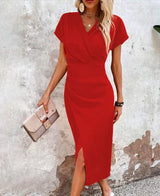 Riza | Women’s V-Neck Wrap Midi Dress