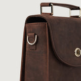 Sandra Vintage Leather Saddle Bag for Women | Distressed Brown Cowhide with Twist Lock and Detachable Strap