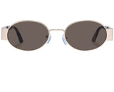 Lunettes de Soleil Ovales en Métal Doré Satiné et Écailles de Tortue Charbon avec Verres Mono Marron