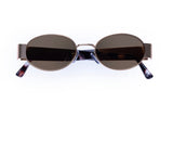 Lunettes de Soleil Ovales en Métal Doré Satiné et Écailles de Tortue Charbon avec Verres Mono Marron