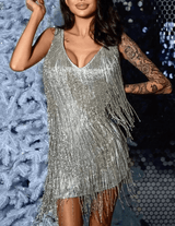Zafrina | Robe mini à franges en sequins pour femmes