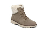 Stella | Taupe Suede Hiking Boots for Women with Faux Fur Cuff and Ortho-Cushion™ Comfort