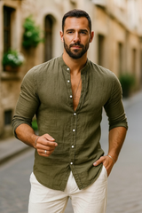 Taviero | Men’s 3/4 Sleeve Relaxed Shirt