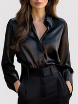 Velora | Women’s Long-Sleeve Satin Blend Blouse