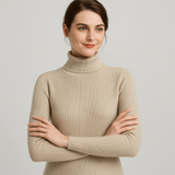 Arleena | Pull col roulé côtelé ajusté pour femmes
