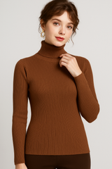 Arleena | Pull col roulé côtelé ajusté pour femmes