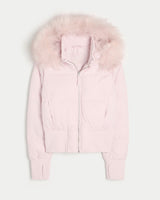 Zarelle | Women’s Cropped Faux Fur Trim Puffer Jacket